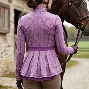 Lululemon RARE Peplum Pleated Riding Jacket in Heathered Ultra Violet Size 10